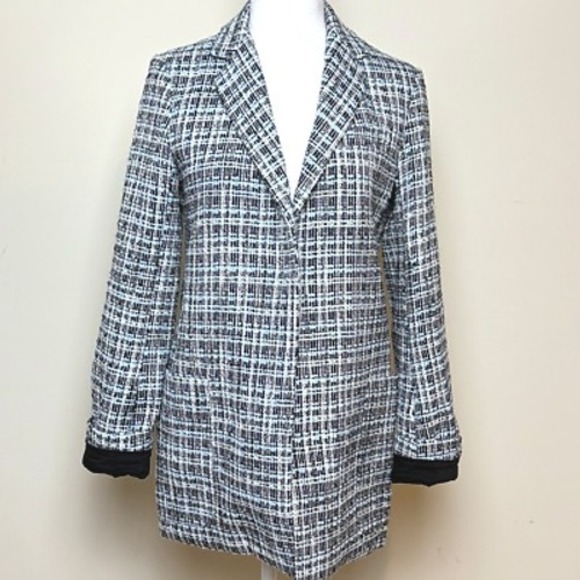 Adam Lippes Tweed Blazer Jacket Womens Size 2 Blue Black Career‎ Wear - Picture 1 of 9